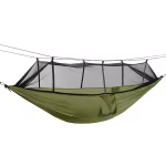 Hængekøje Parachute-style med myggenet 260x140 cm, Mørkegrøn